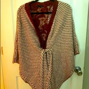 NWOT - beautiful detail - burgundy wrap sweater